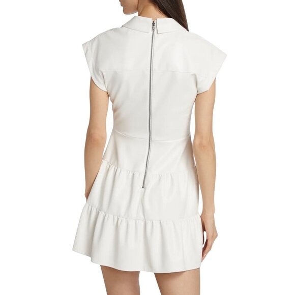 Alice + Olivia Mila Faux-Leather Minidress Off White New Size 10 New - Picture 14 of 16